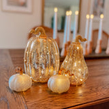 Gold LED Pumpkins with Mercury Glass Finish, Set of 3