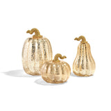 Gold LED Pumpkins with Mercury Glass Finish, Set of 3