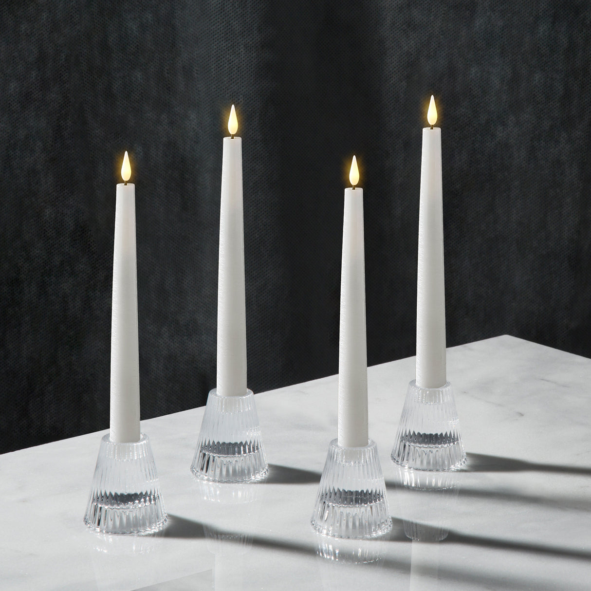 Lucida Reversible Clear Candle Holders, Set of 4