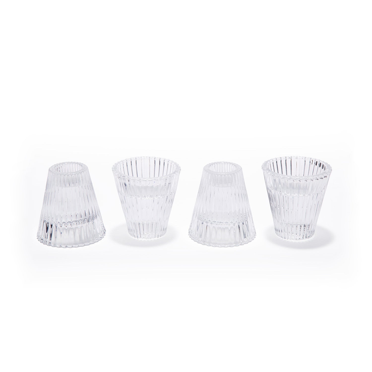 Lucida Reversible Clear Candle Holders, Set of 4