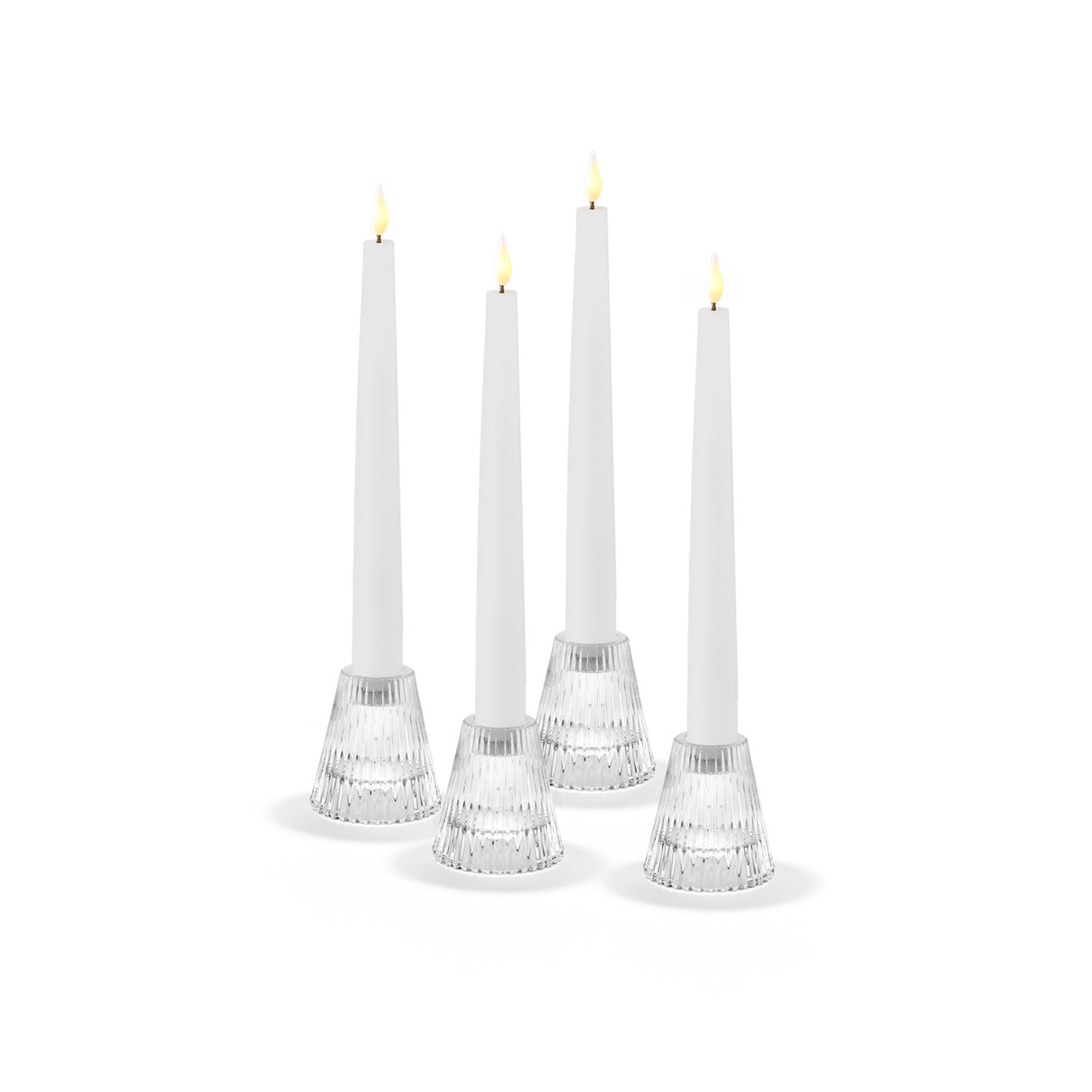 Lucida Reversible Clear Candle Holders, Set of 4