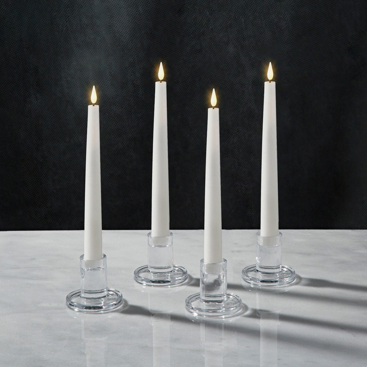 Verrea Clear Taper Candle Holders, Set of 4