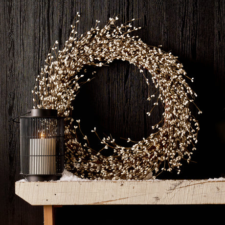 White Berry Wreath with 100 LEDs
