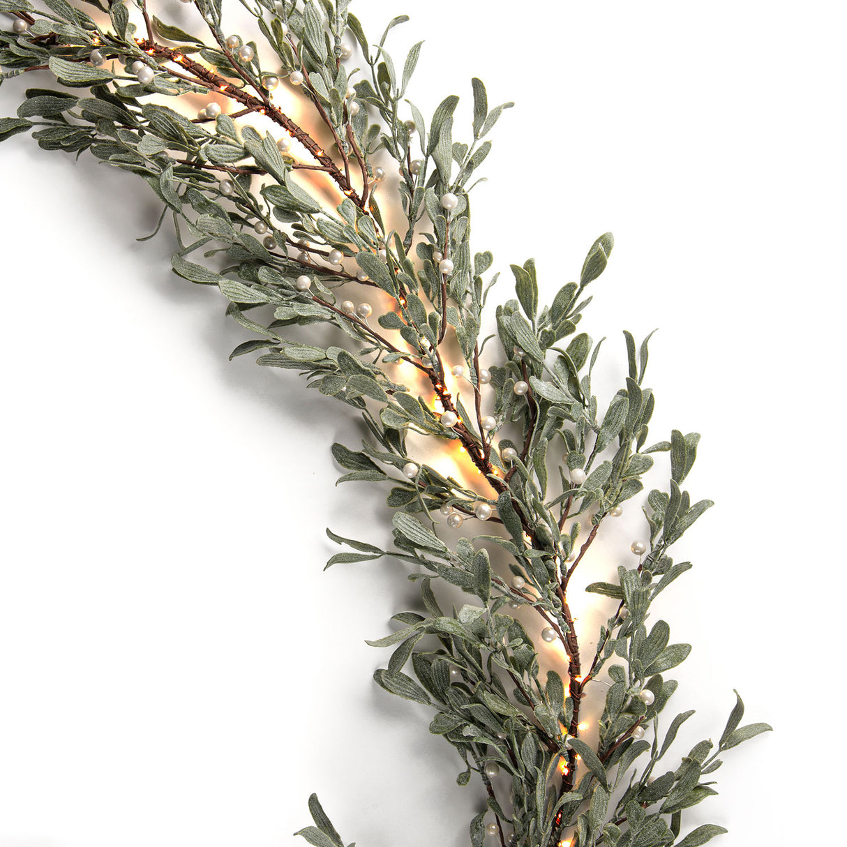 Frosted Mistletoe Garland with 100 LEDs