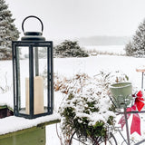 Rigel Hexagonal Metal Lantern with Solar LED Candle, Large