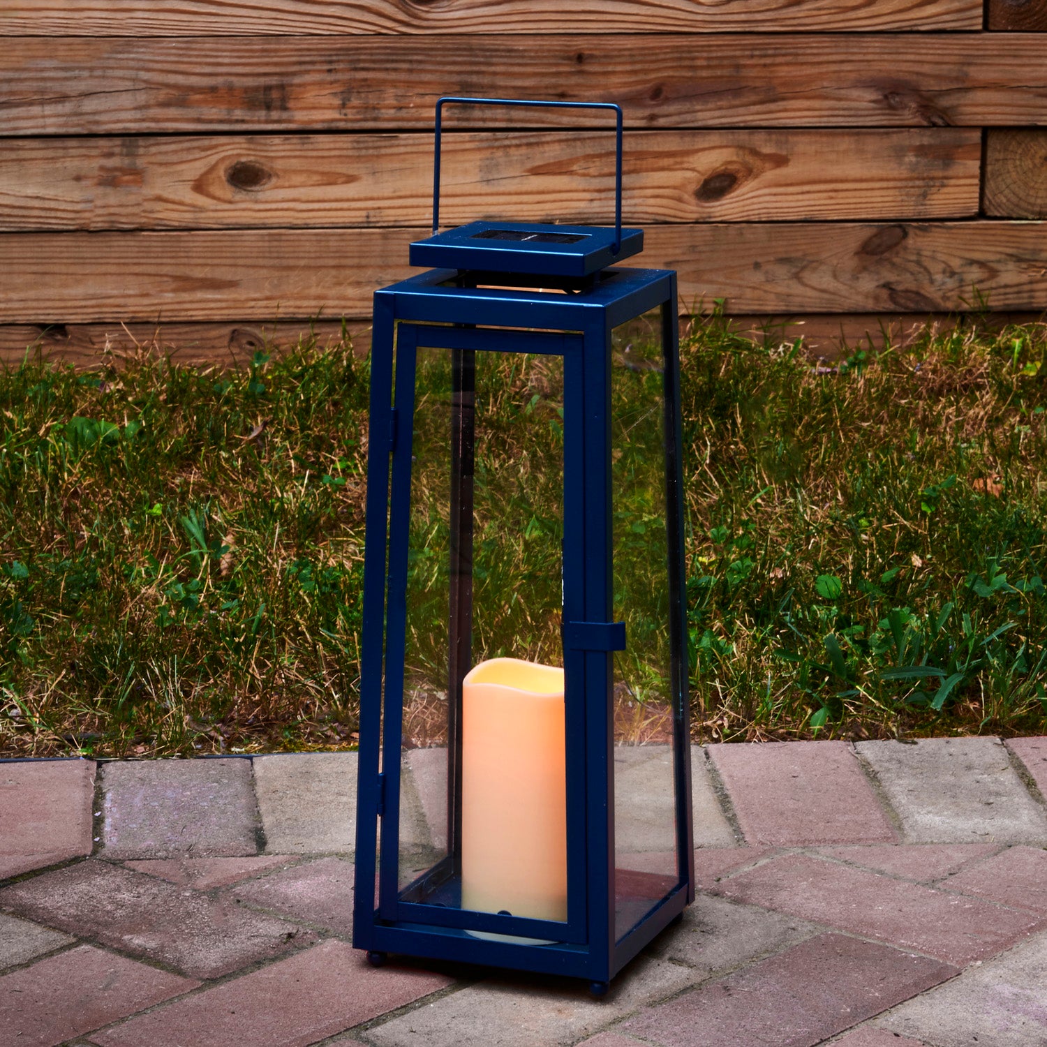 Nantucket Blue Large Solar Metal Lantern