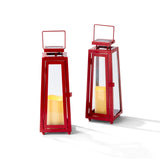 Madaket Red Medium Solar Metal Lantern, Set of 2