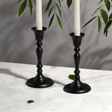 Glaston Taper Candle Holder, Matte Black, Set of 2