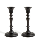 Glaston Taper Candle Holder, Matte Black, Set of 2