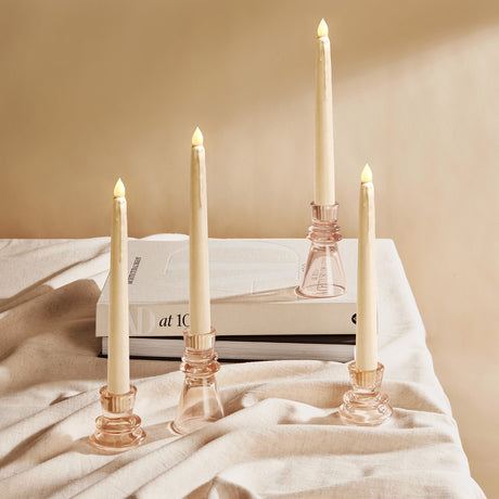 Classic Ivory 10" Drip Wax Flameless Taper Candles, Set of 4