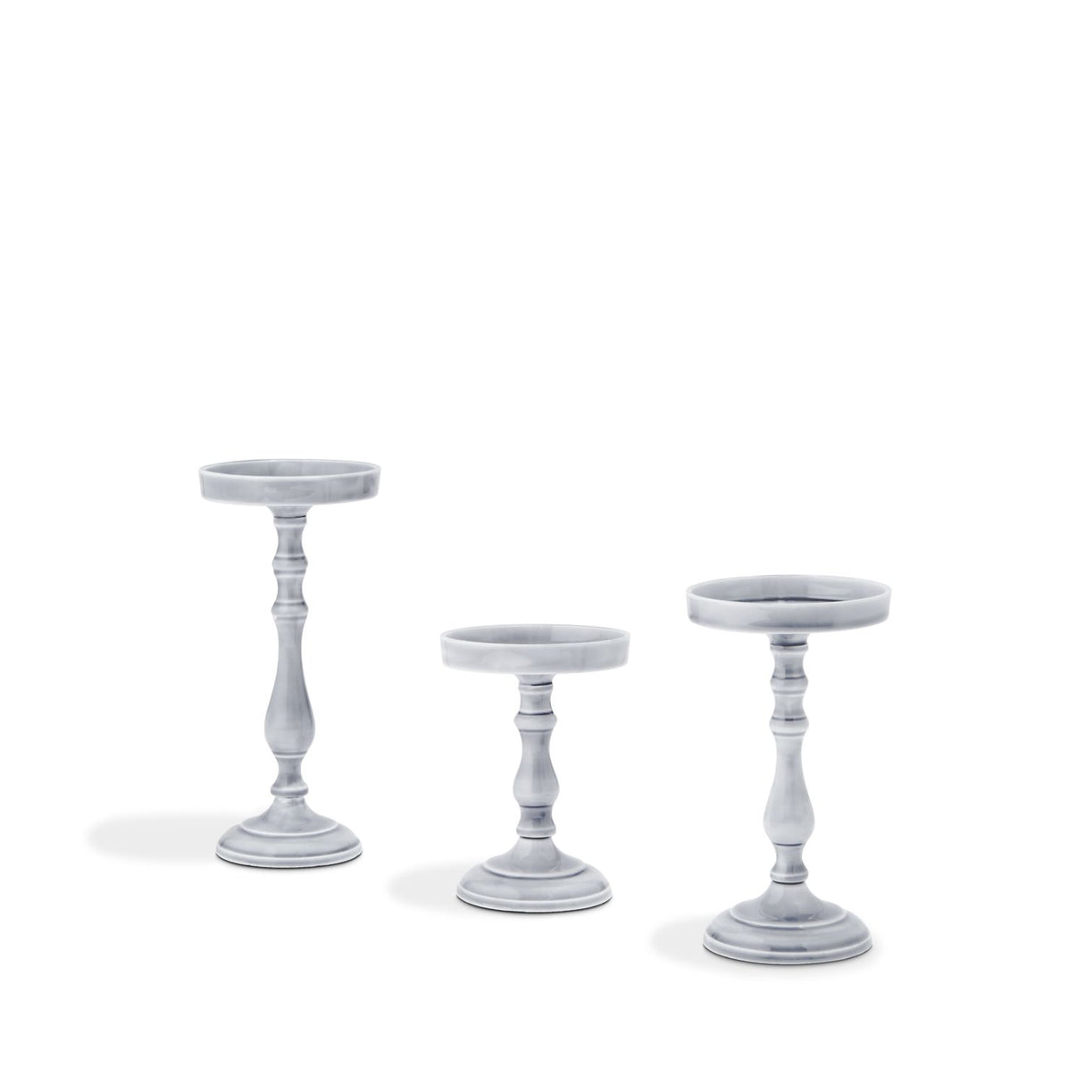 Magnolia 3" Pillar Candle Holder, Gray, Set of 3