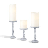 Magnolia 3" Pillar Candle Holder, Gray, Set of 3