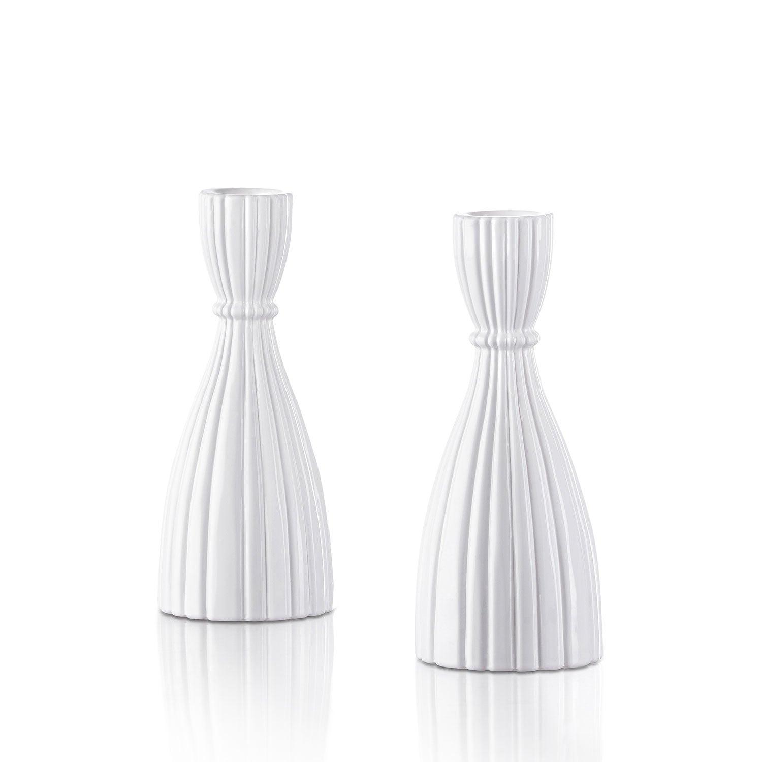 Cecilia Medium Candle Holders Opal White, Set of 2