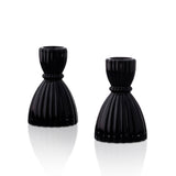 Cecilia Small Candle Holders in Opal Black, Set of 2