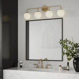 Castell 4 Globe LED Vanity, Aged Brass