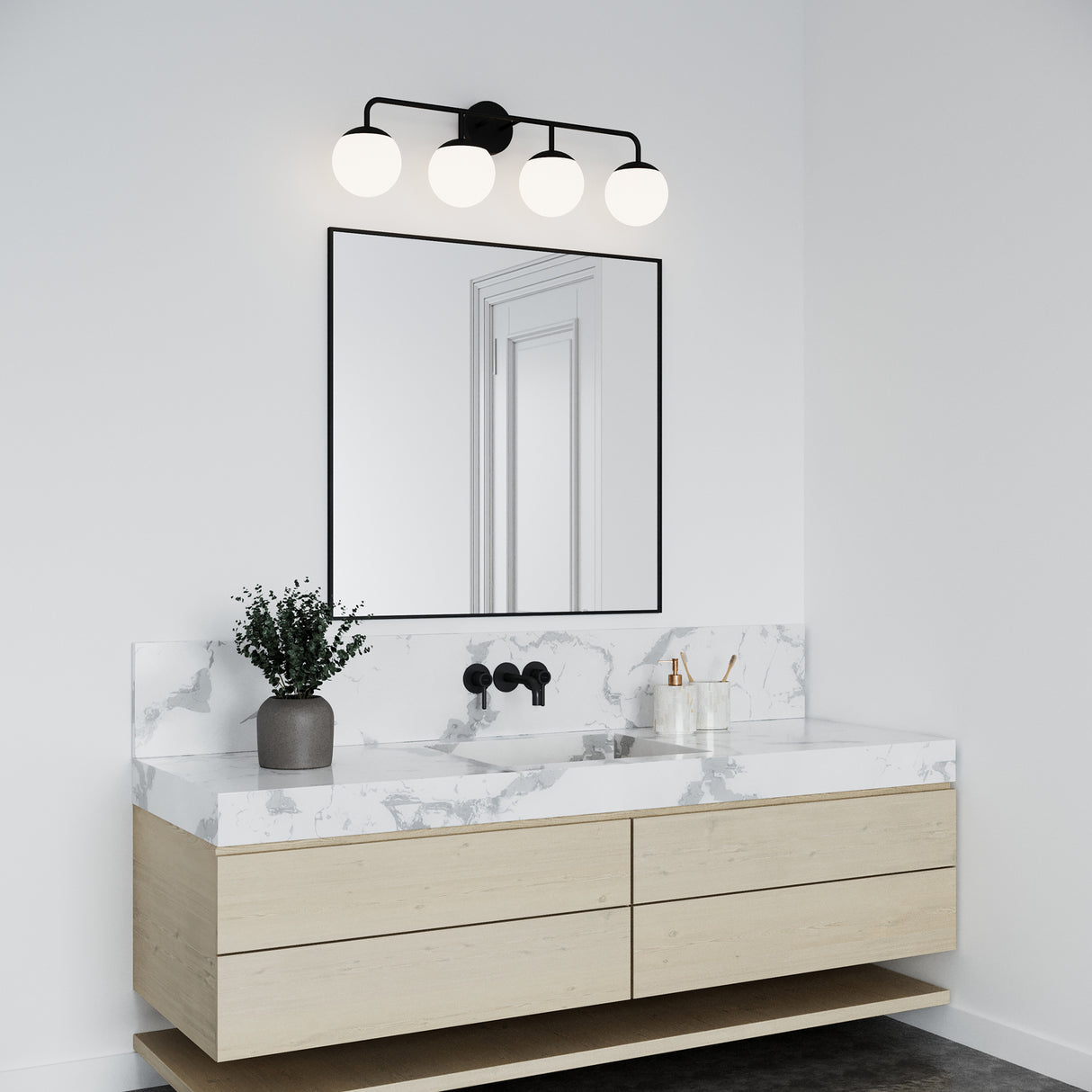 Castell 4 Globe LED Vanity, Matte Black