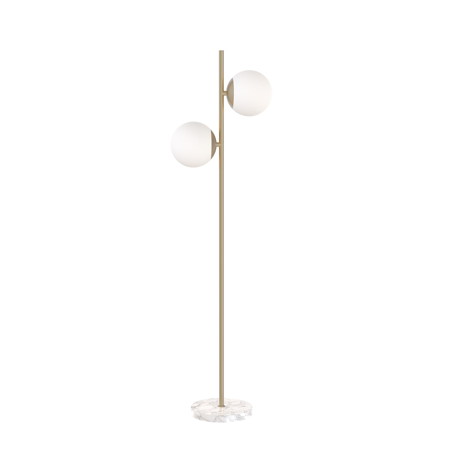 Castell 2 Globe LED Floor Lamp, Aged Brass