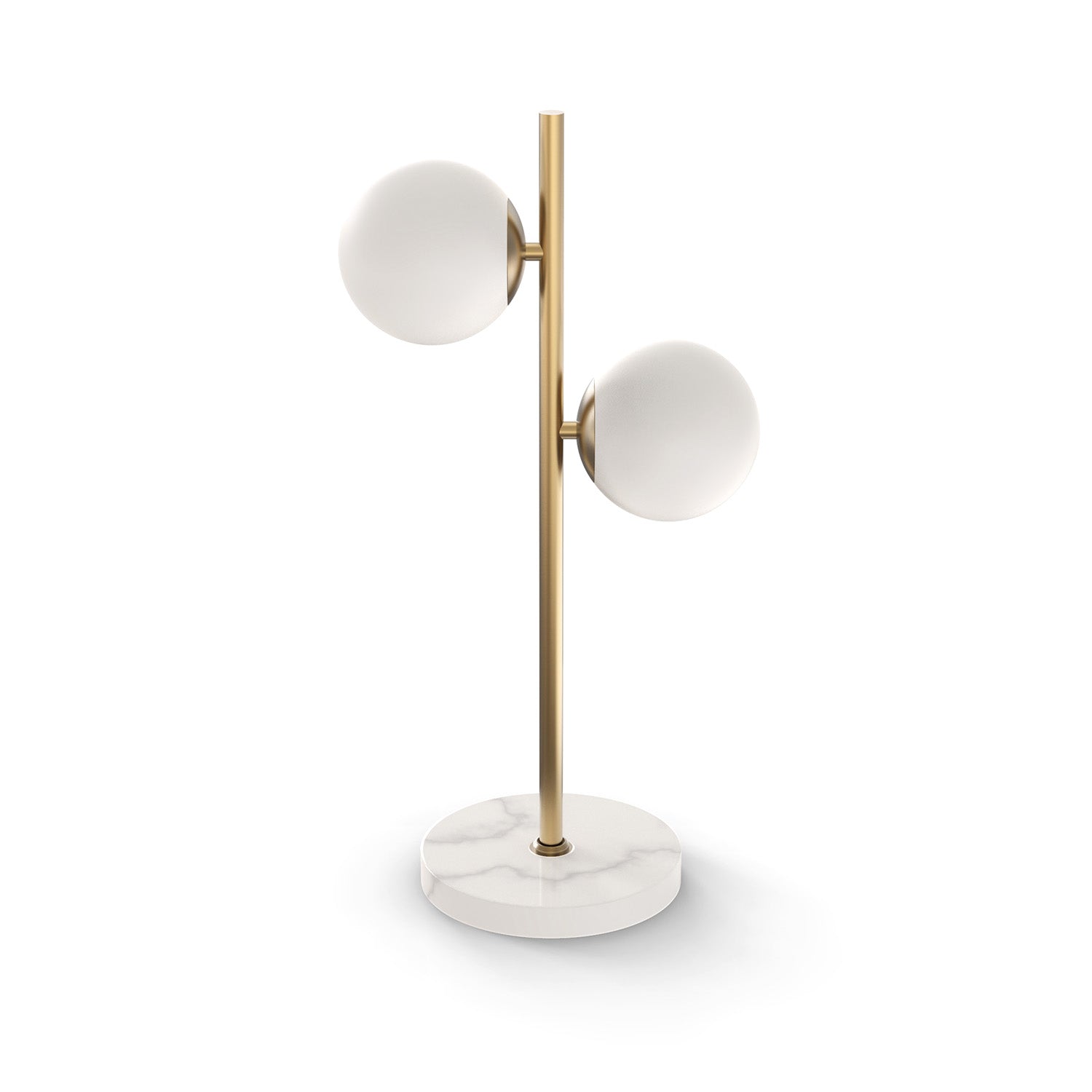 Castell 2 Globe LED Table Lamp, Aged Brass