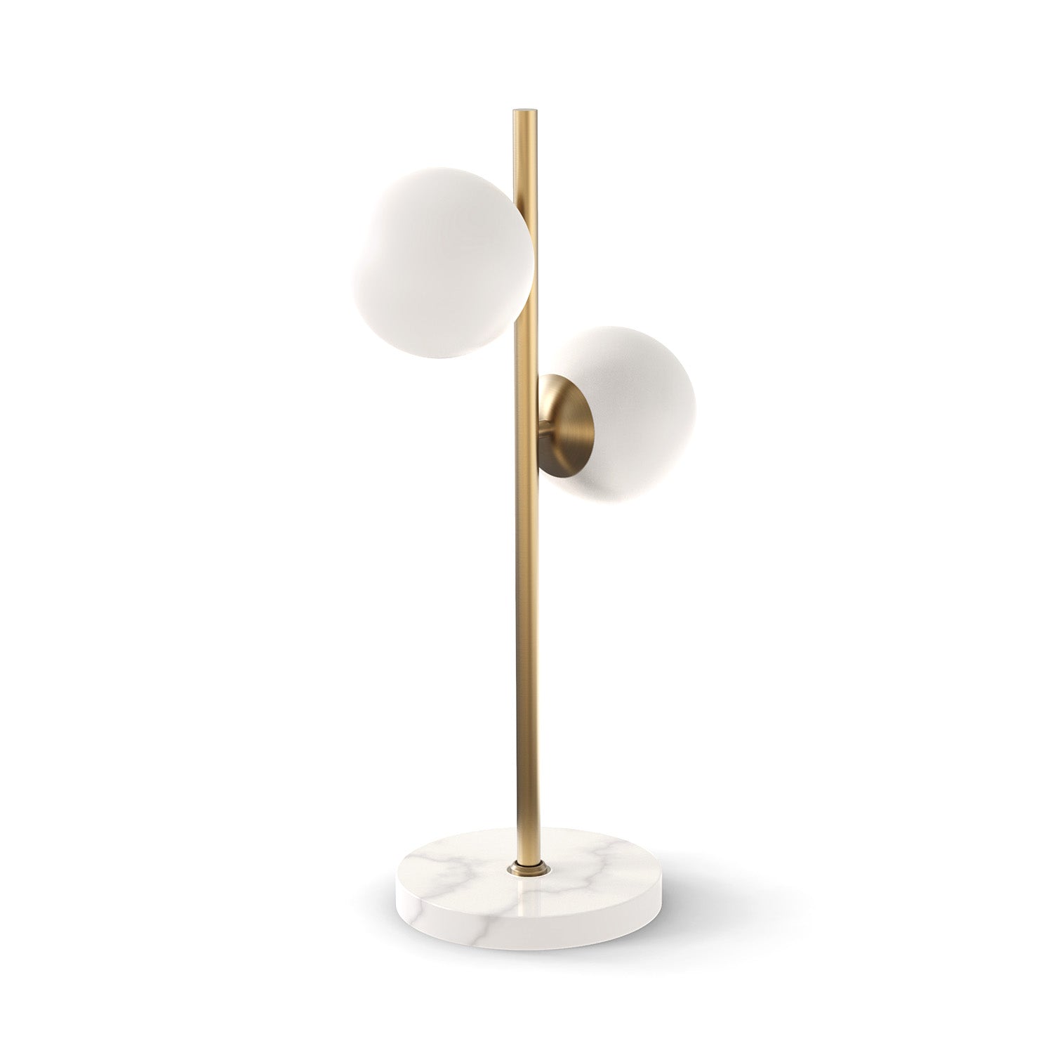 Castell 2 Globe LED Table Lamp, Aged Brass