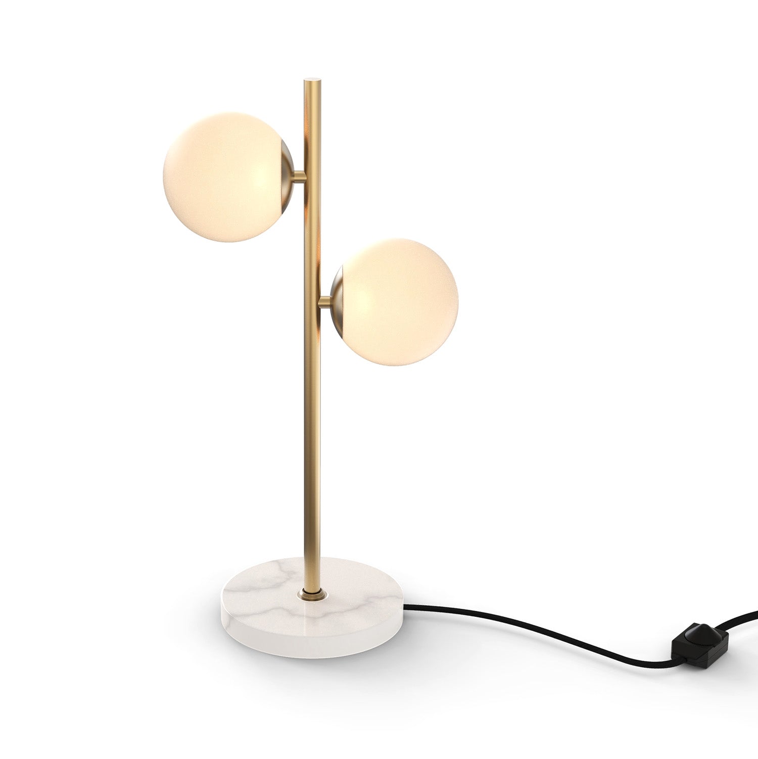 Castell 2 Globe LED Table Lamp, Aged Brass