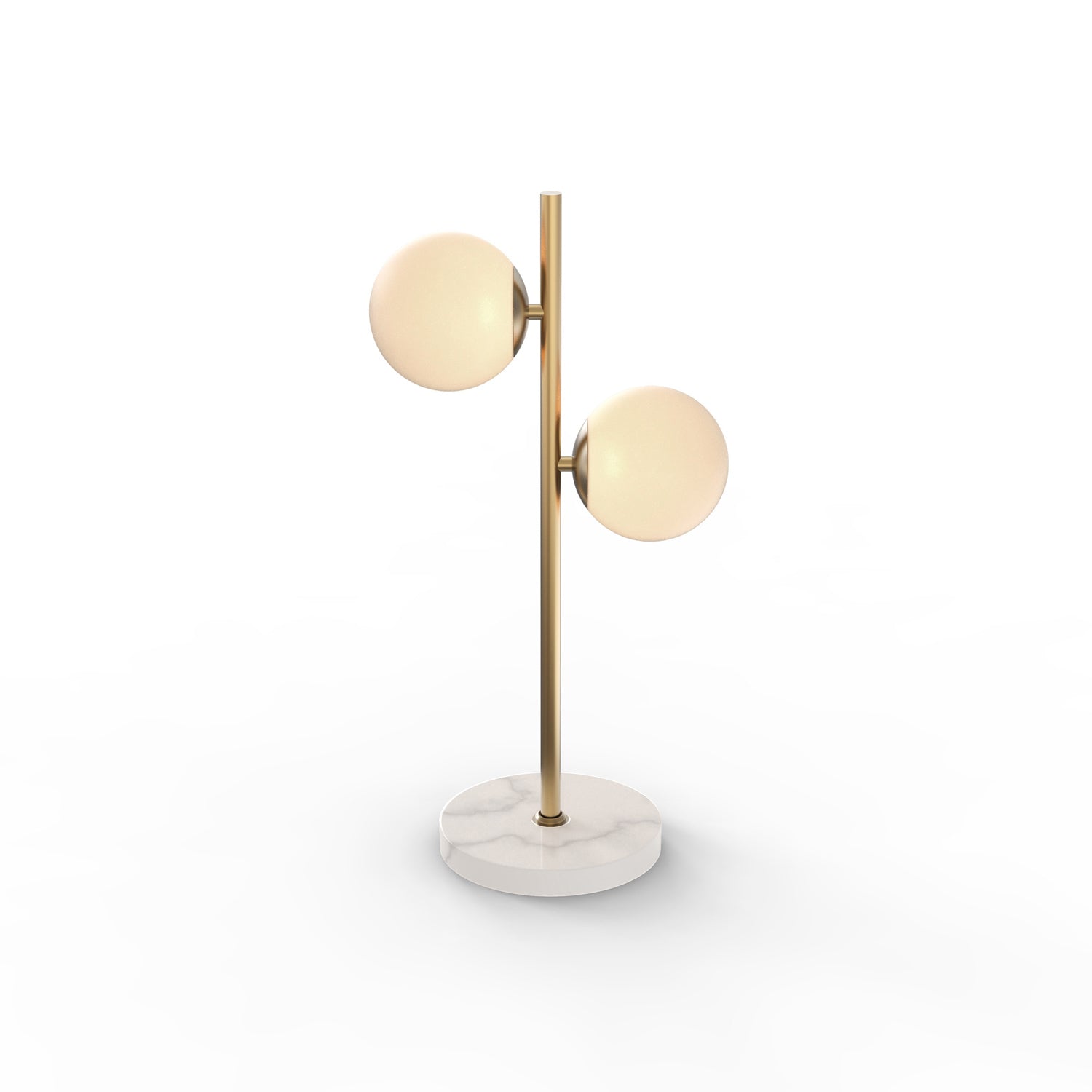 Castell 2 Globe LED Table Lamp, Aged Brass