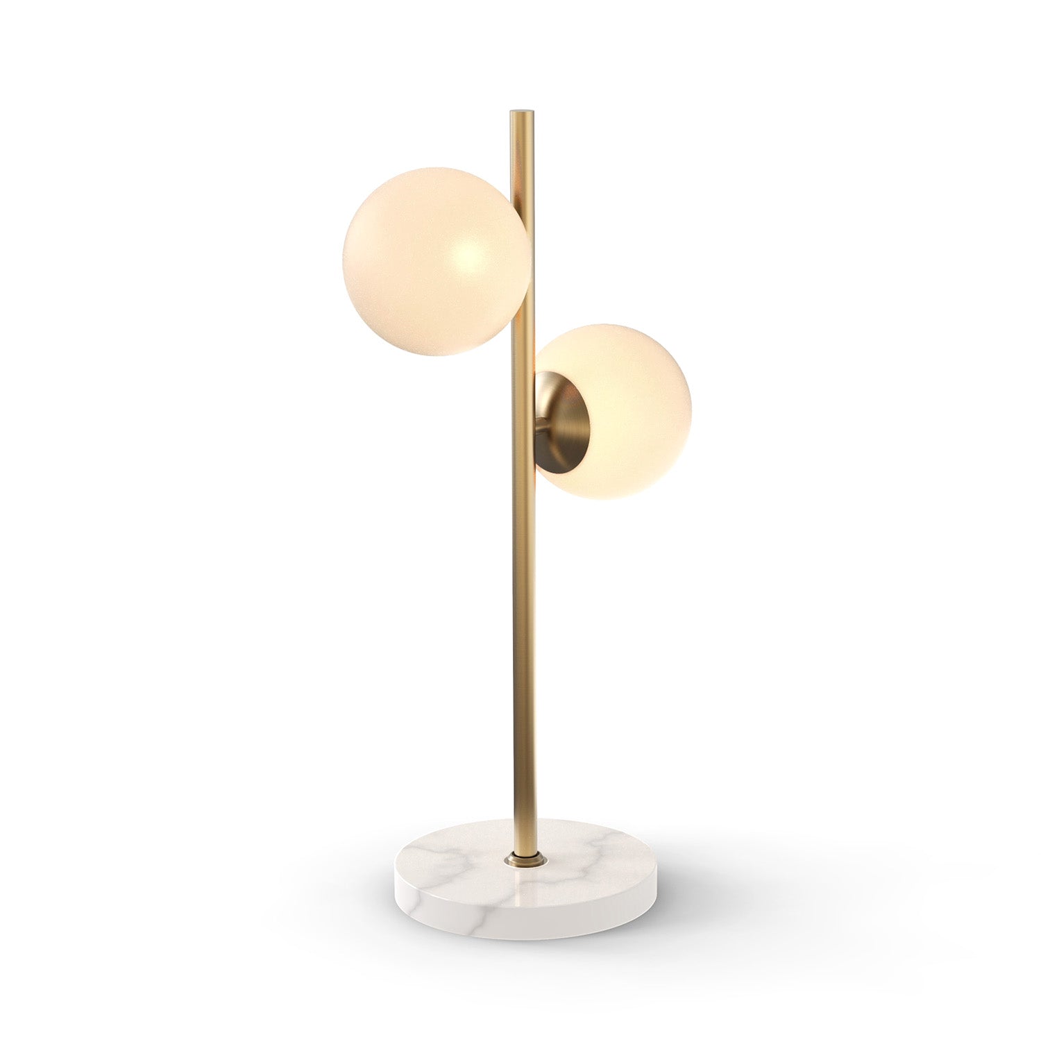 Castell 2 Globe LED Table Lamp, Aged Brass