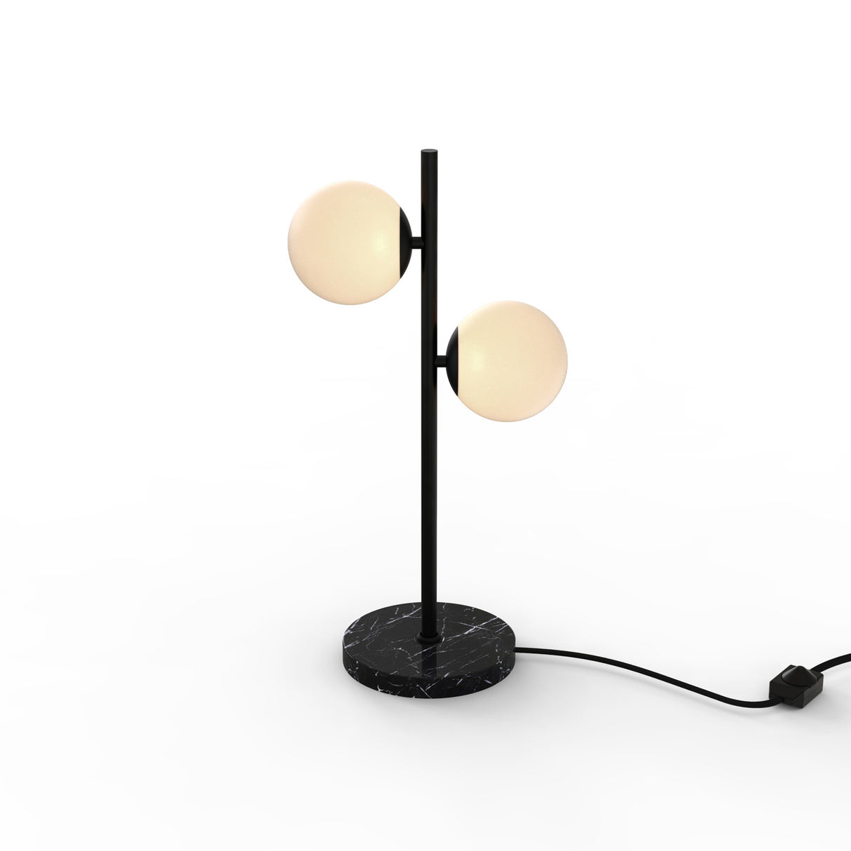 Castell 2 Globe LED Table Lamp, Matte Black