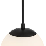 Top cap detail, Castell LED 8" Globe Pendant Light, Opal White Glass, Mid-Century Modern, Matte Black Metal Finish