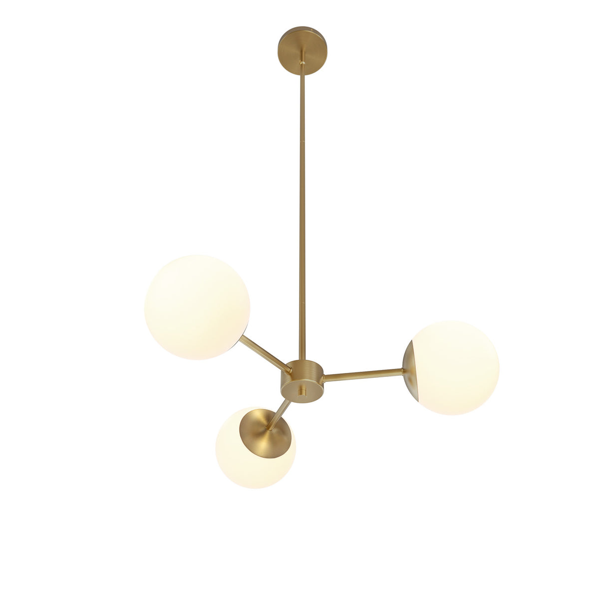 Castell 3 Globe LED Pendant, Aged Brass