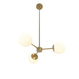 Castell 3 Globe LED Pendant, Aged Brass