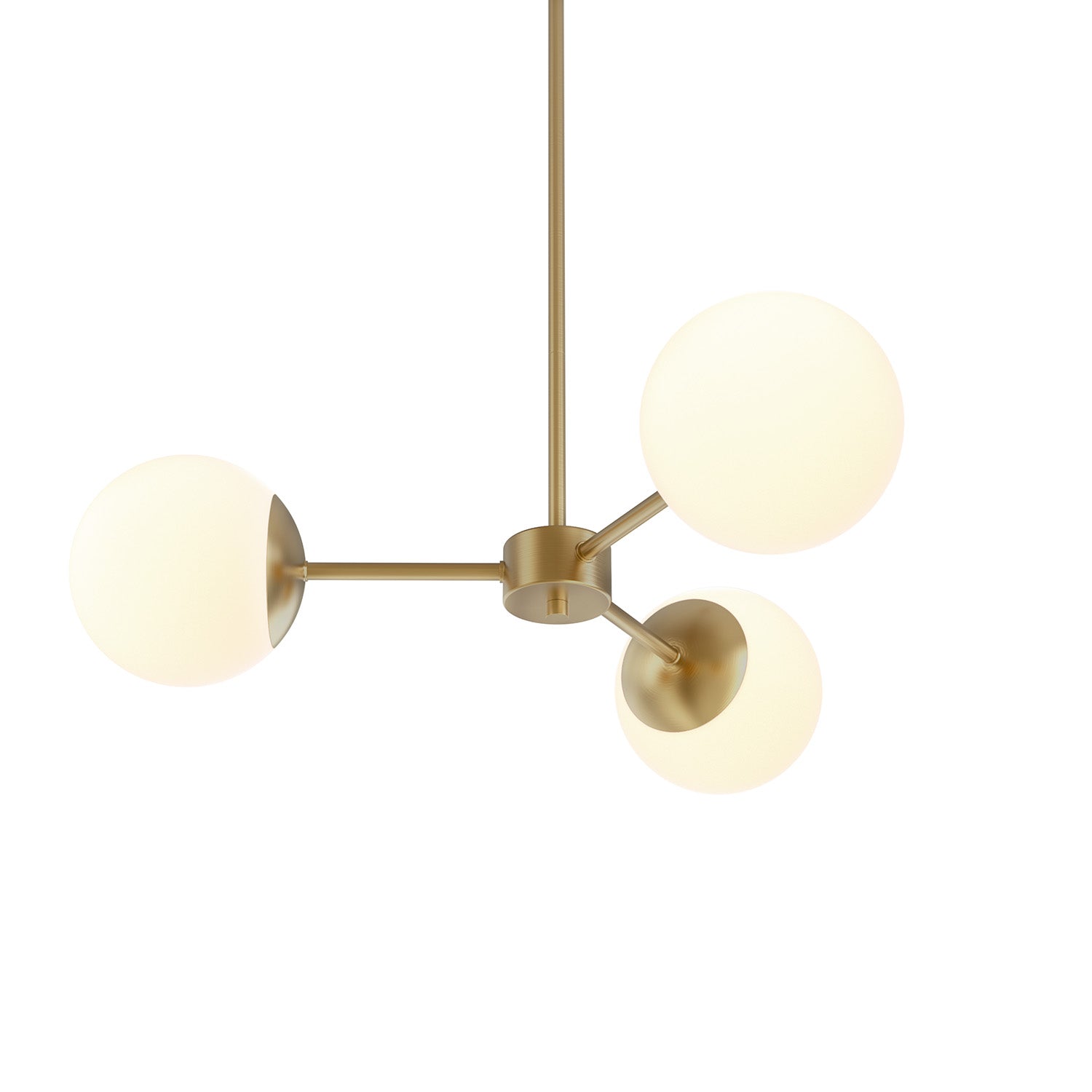 Castell 3 Globe LED Pendant, Aged Brass