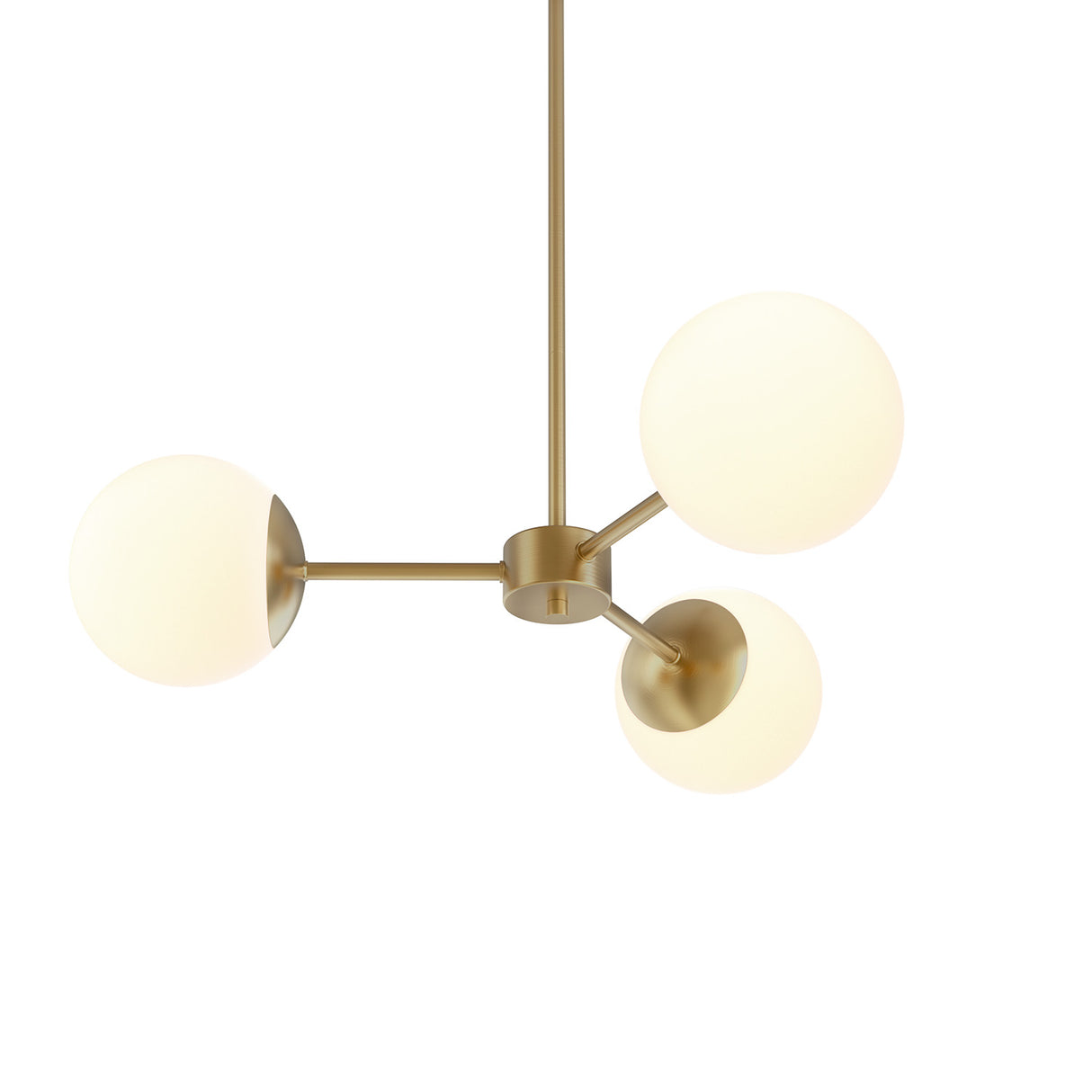 Castell 3 Globe LED Pendant, Aged Brass
