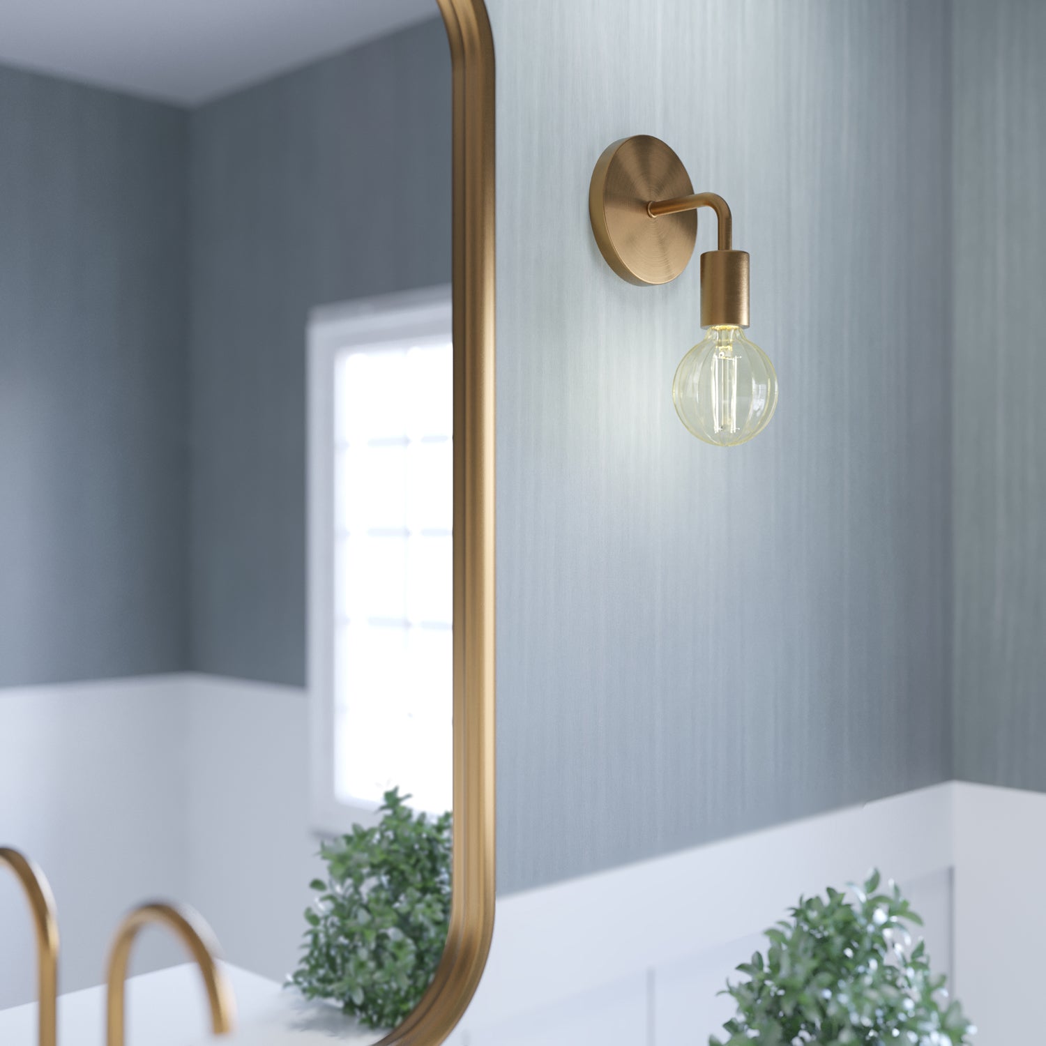 Prospect Curved Wall Sconce, Aged Brass