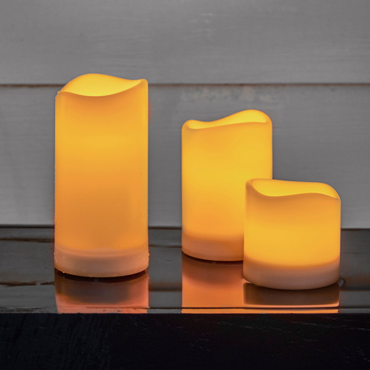Ophelia Solar Flameless 4" Pillar Candles, Set of 3