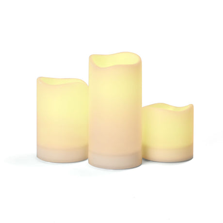 Ophelia Solar Flameless 4" Pillar Candles, Set of 3