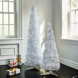 Carroll 4 Foot Pre-Lit White Tinsel Pop Up Tree