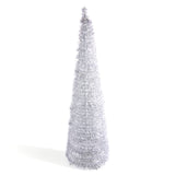 Carroll 6 Foot Pre-Lit White Tinsel Pop-up Tree