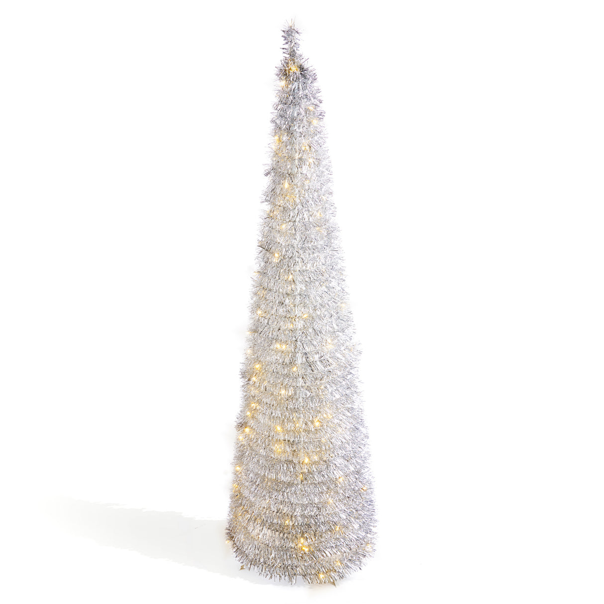 Carroll 6 Foot Pre-Lit White Tinsel Pop-up Tree