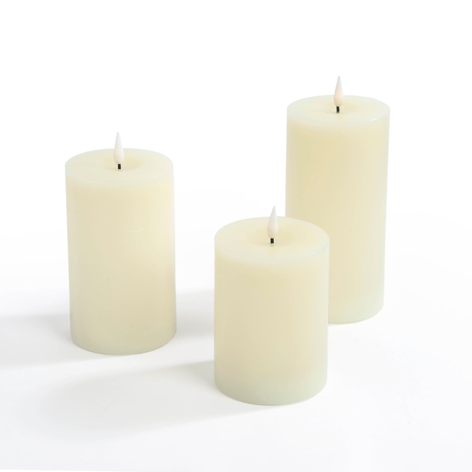 Infinity Wick Ivory Pillar Candles, 3