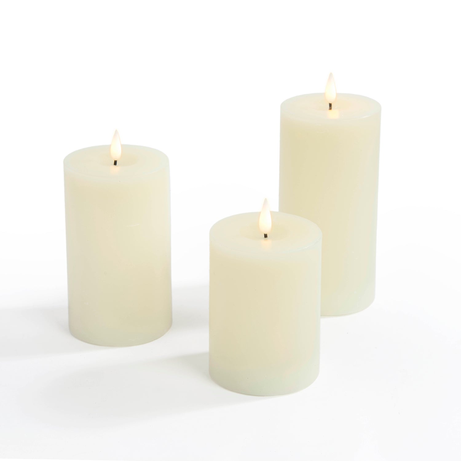 Infinity Wick Ivory Pillar Candles, 3