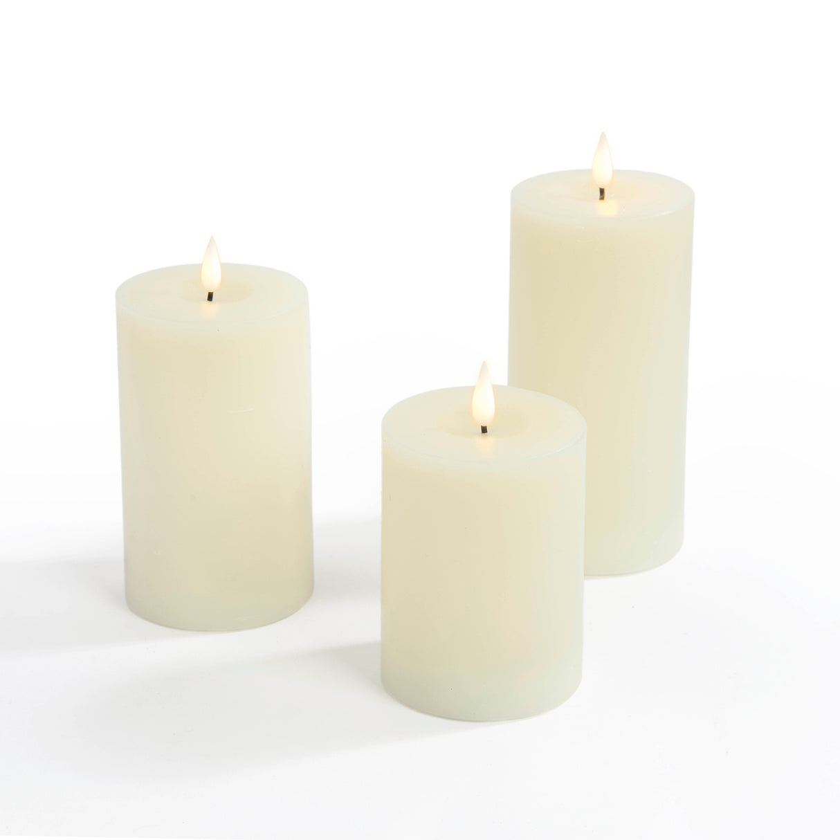 Infinity Wick Ivory Pillar Candles, 3" Multipack, Set of 3