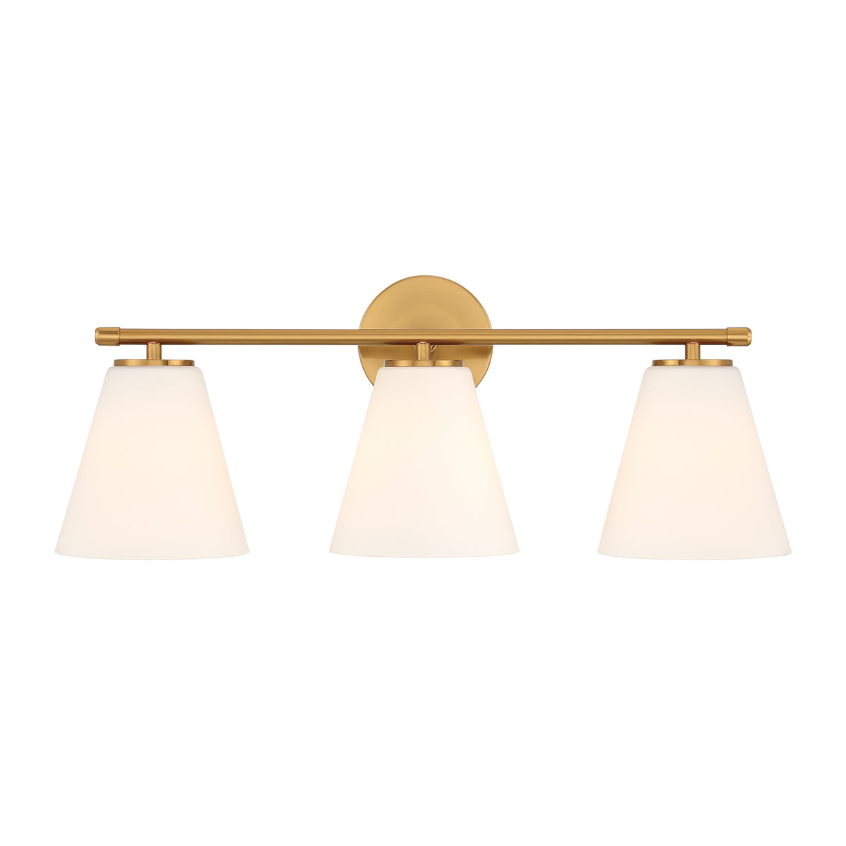 Carlisle 3 Light Vanity, Brushed Brass with Opal Glass