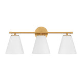 Carlisle 3 Light Vanity, Brushed Brass with Opal Glass