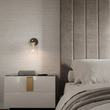 Open Box Carlisle Vanity Wall Sconce, Matte Black and Brushed Brass