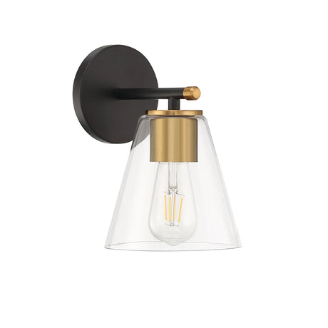 Carlisle Vanity Wall Sconce, Matte Black and Brushed Brass
