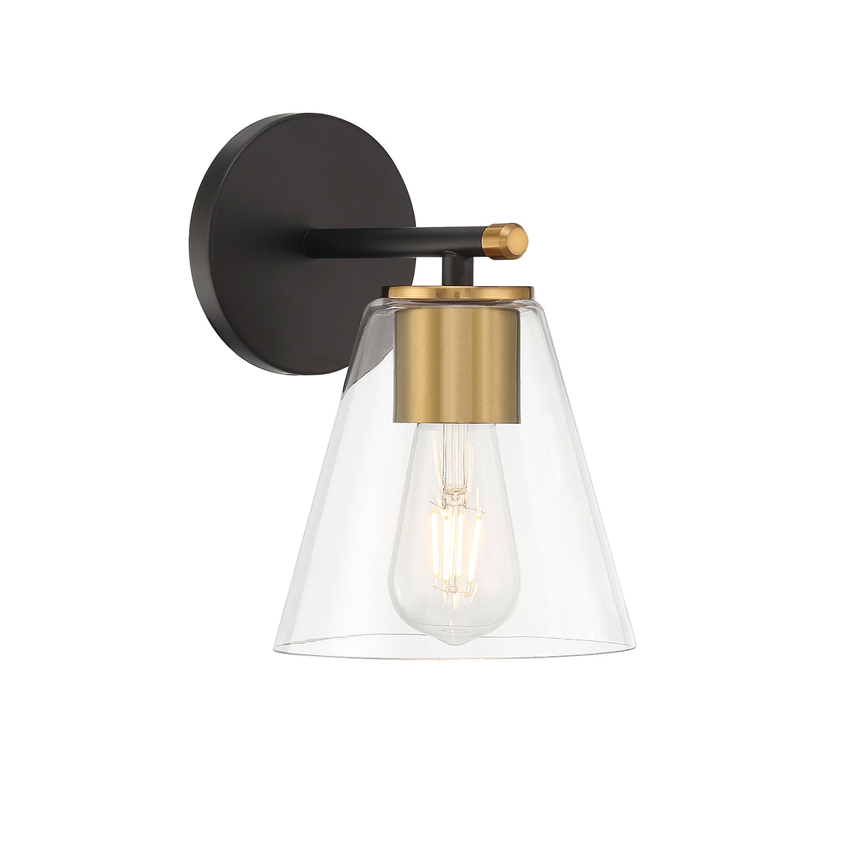 Open Box Carlisle Vanity Wall Sconce, Matte Black and Brushed Brass