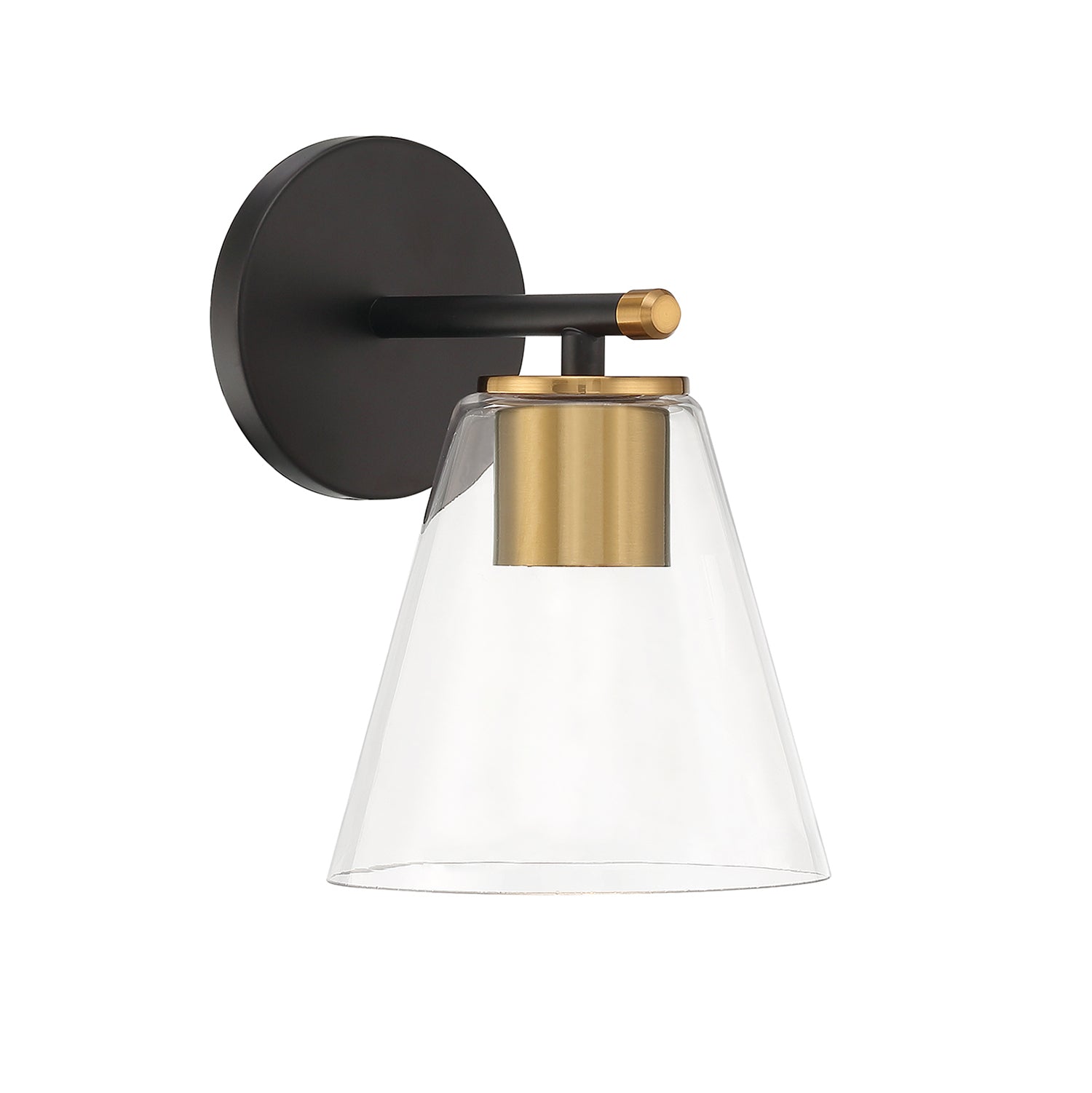 Carlisle Vanity Wall Sconce, Matte Black and Brushed Brass