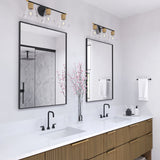 Open Box Carlisle 3 Light Vanity, Matte Black and Brushed Brass