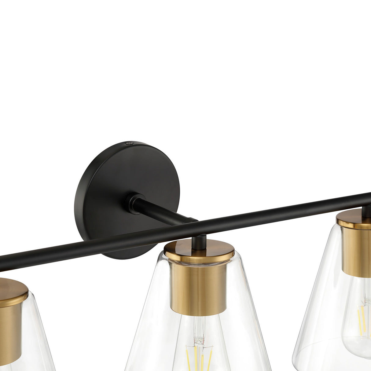 Carlisle 3 Light Vanity, Matte Black and Brushed Brass