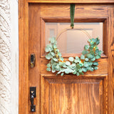 Eucalyptus Asymmetrical Wreath with Cluster Lights & Velvet Ribbon